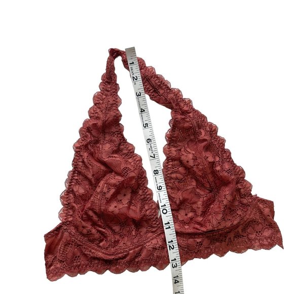 Free People Intimately MEDIUM Rust Red Lace Halter Bralette - Picture 4 of 5